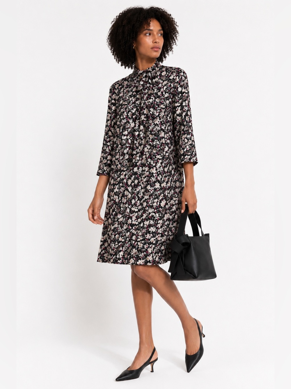 Acne Studios Doree 100% Silk Floral Midi Dress Black Pink Size M